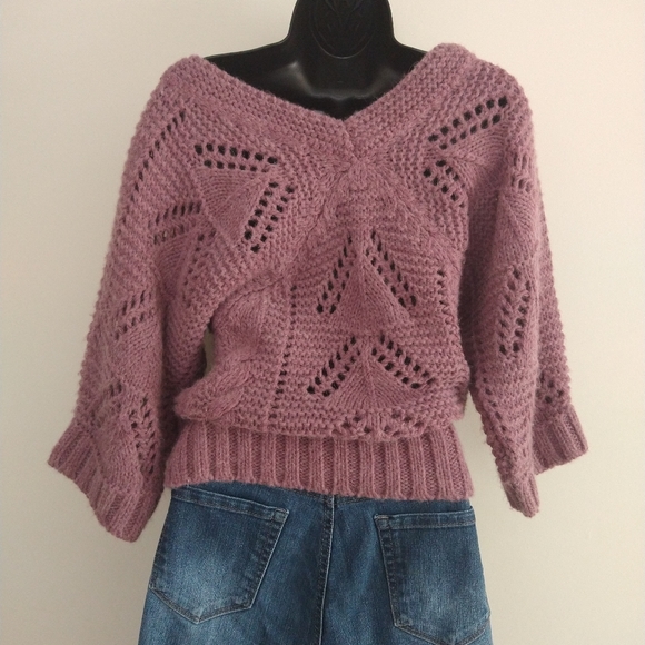 Berretti chunky open hole knit blush pink pullover - Picture 2 of 7